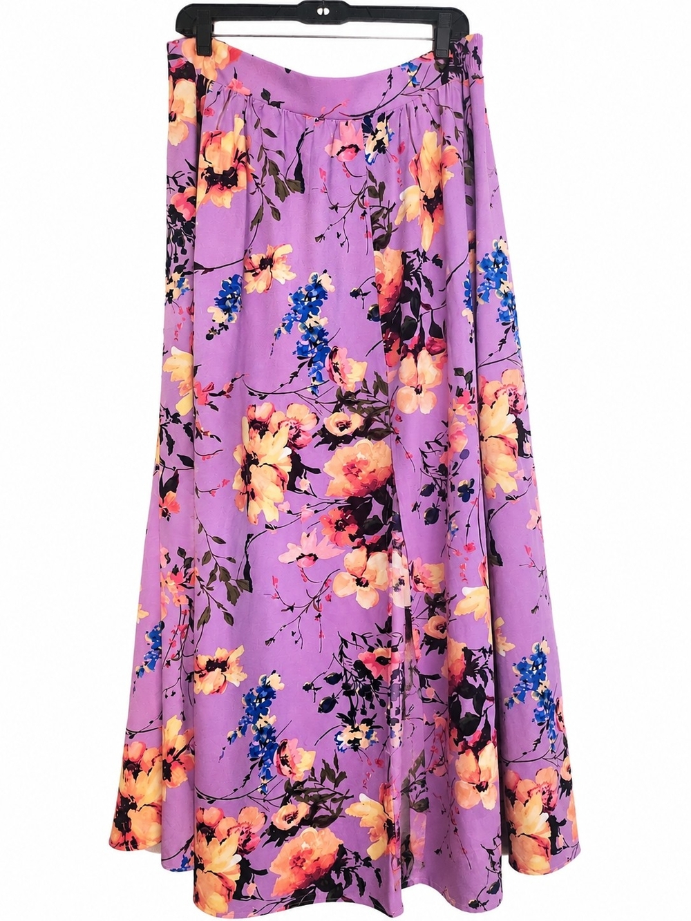 New York & Company Lavender Floral Front Slit Maxi Skirt NWT Size Large